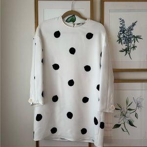 Tibi Shift Dress White W/ Black Polka Dots Size 4 Women’s